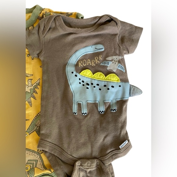 Baby clothes bundle 3 dinosaur onesie 1 gymboree jeans overalls 1 teddy bear hat - Picture 8 of 11
